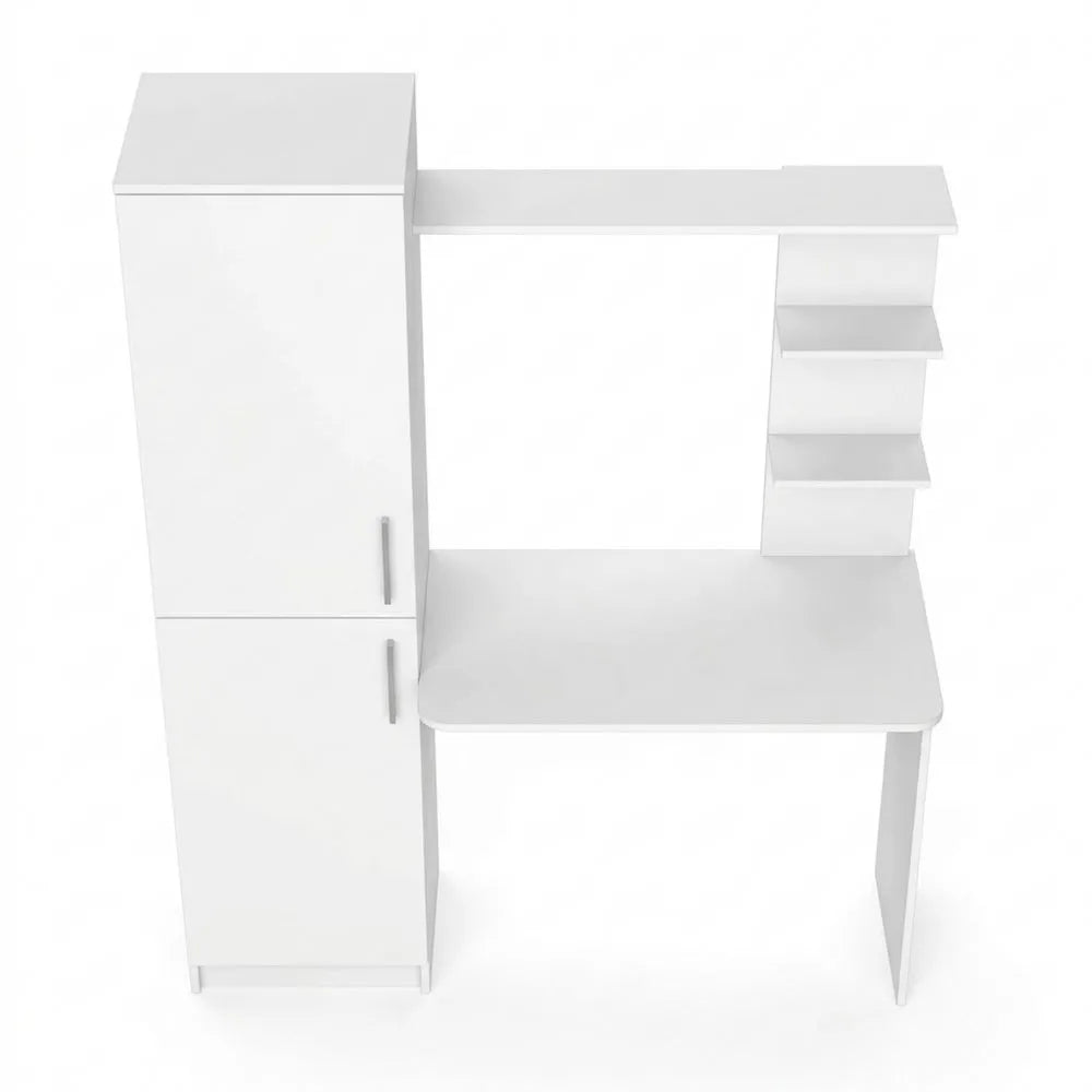 Moderner Schreibtisch mit Regalablage, Weiß, 123 x 52 cm