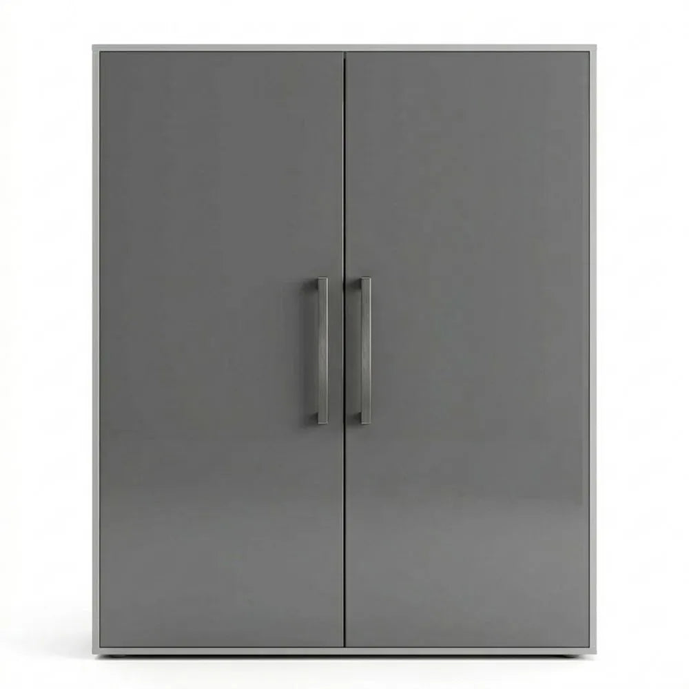 Vielseitiger Schrank in Weiß Hochglanz mit Push-to-Open, 180x80x40 cm