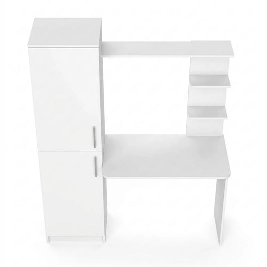 Moderner Schreibtisch mit Regalablage, Weiß, 123 x 52 cm