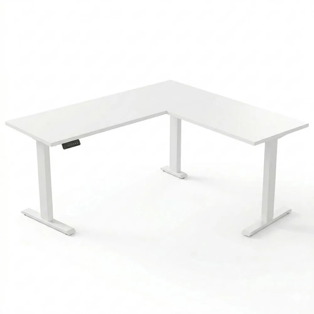 Höhenverstellbarer Eckschreibtisch mit Memory-Funktion und Antikollisionsschutz, ergonomischer Stehschreibtisch, 160 x 140 cm, Weiß