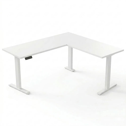 Höhenverstellbarer Eckschreibtisch mit Memory-Funktion und Antikollisionsschutz, ergonomischer Stehschreibtisch, 160 x 140 cm, Weiß