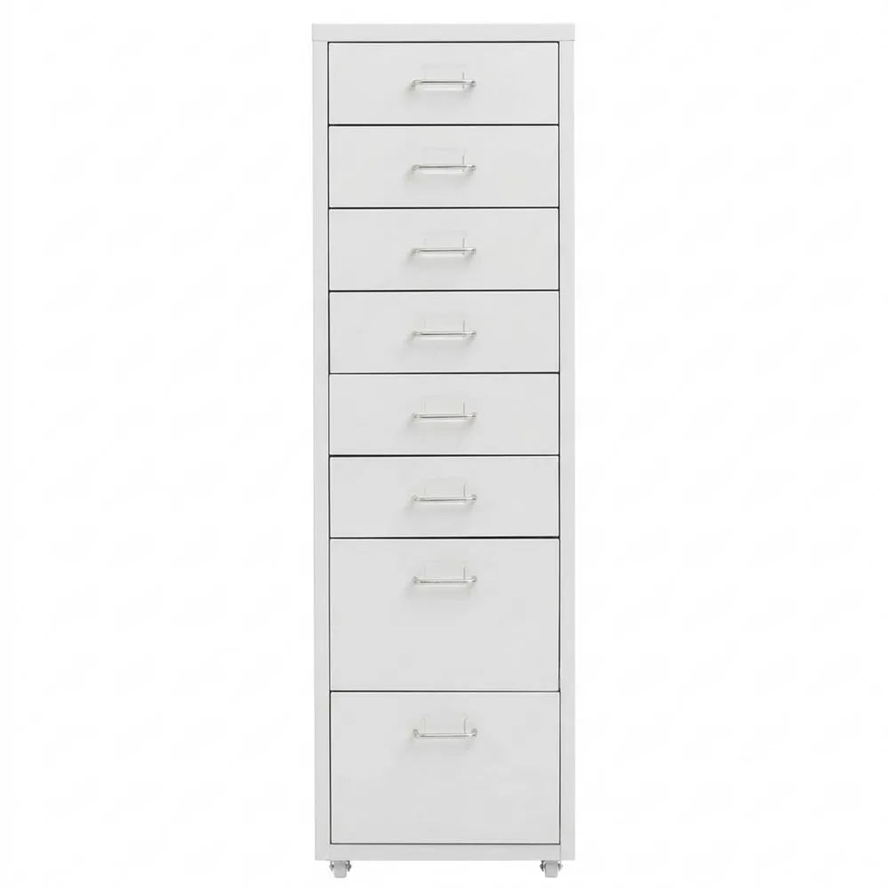 Metall Rollcontainer mit Schubladen, Grau, 28x41x109cm