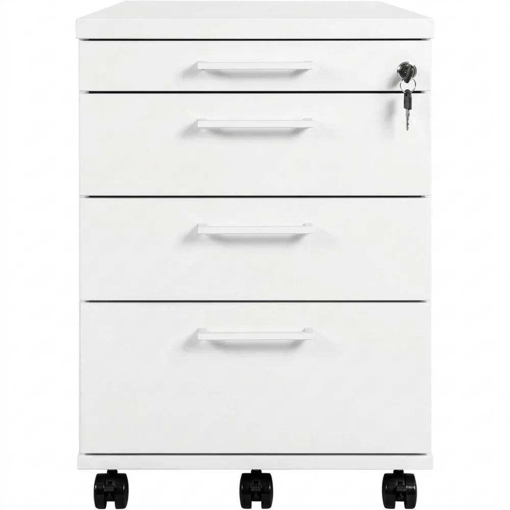 Moderner Rollcontainer für Büros, 60 cm tief, weiß
