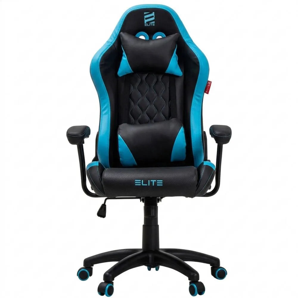 Ergonomischer Kinderstuhl für Gaming und Büro, Kunstleder, Schwarz/Blau